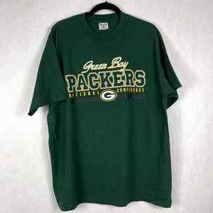 Vintage Green Bay Packers NFL T-shirt Single Stitch Green National Conference XL